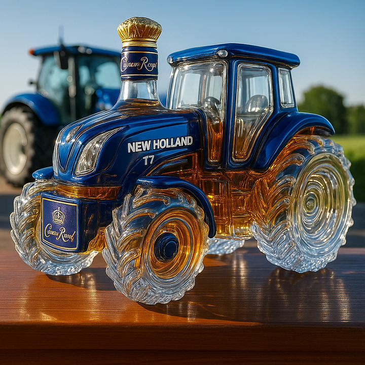 Klasická whisky láhev ve tvaru traktoru New Holland T7