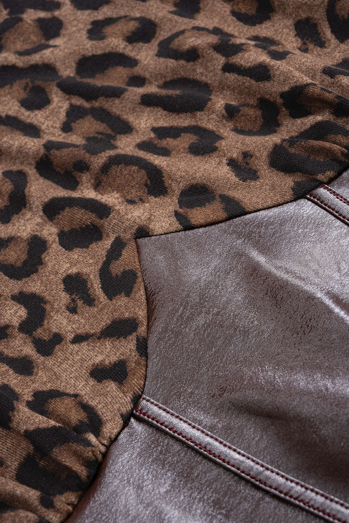 Dlouhý rukáv z umělé kůže s leopardím vzorem