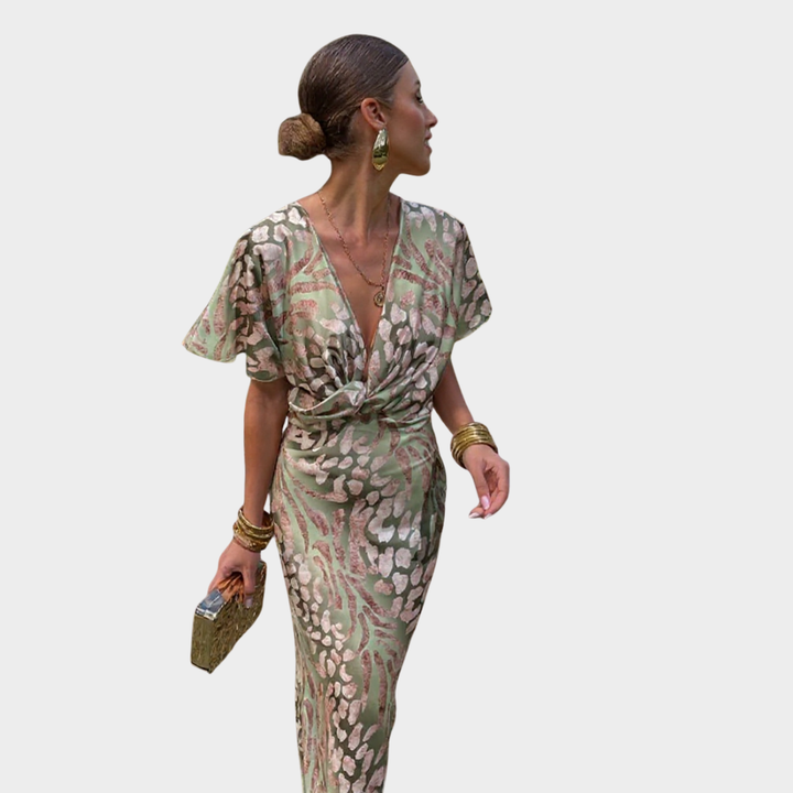 Viktorie™ - Elegantní midi šaty v měděném vzoru