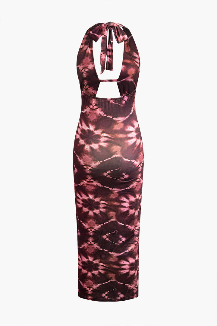 Maxi šaty bez zad s designem tie dye
