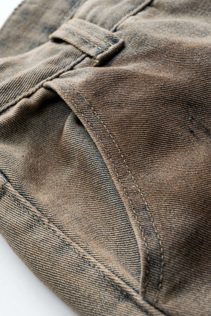 Džíny s širokými nohavicemi v stylu barely z opotřebovaného denimu
