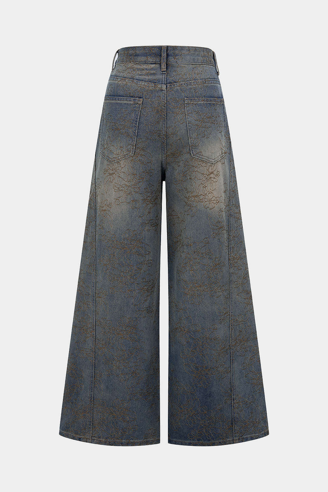 Džínsy z denimu s výšivkou a rovný střih