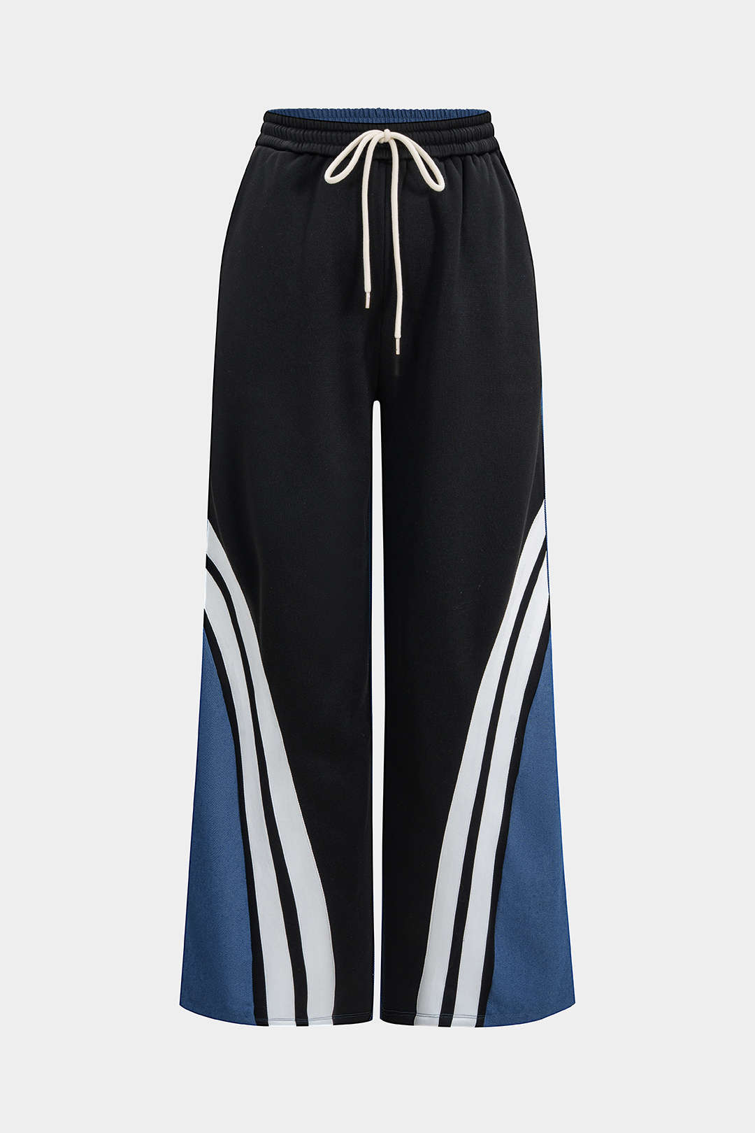 Pantalony z patchworkem s pruhovaným designem