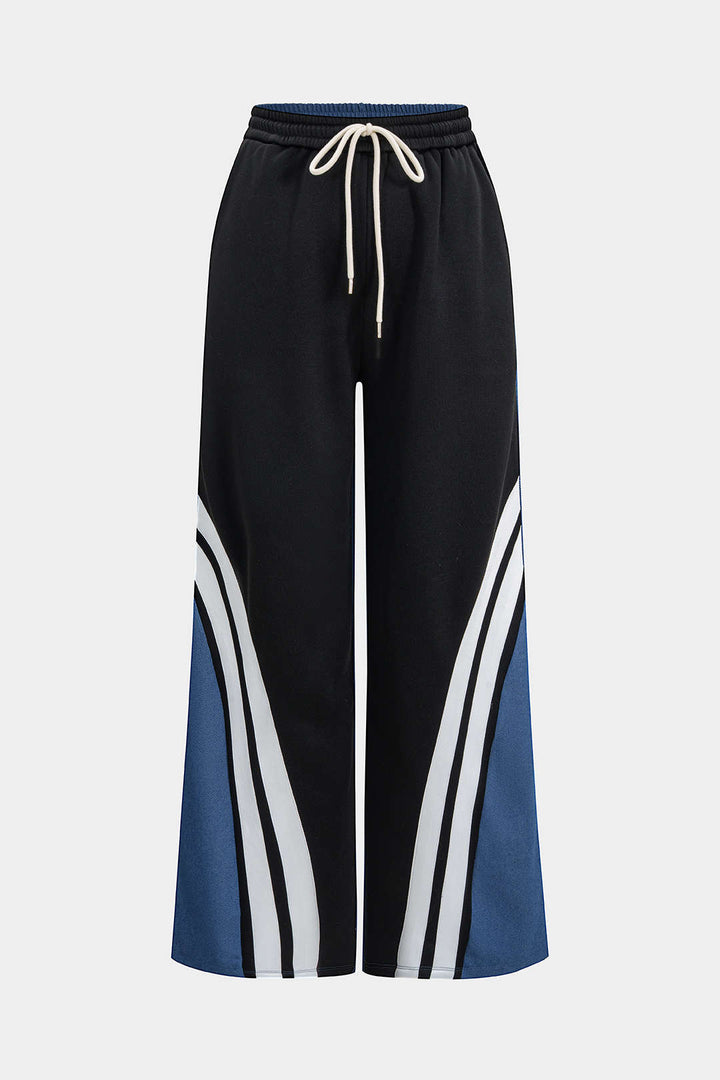 Pantalony z patchworkem s pruhovaným designem