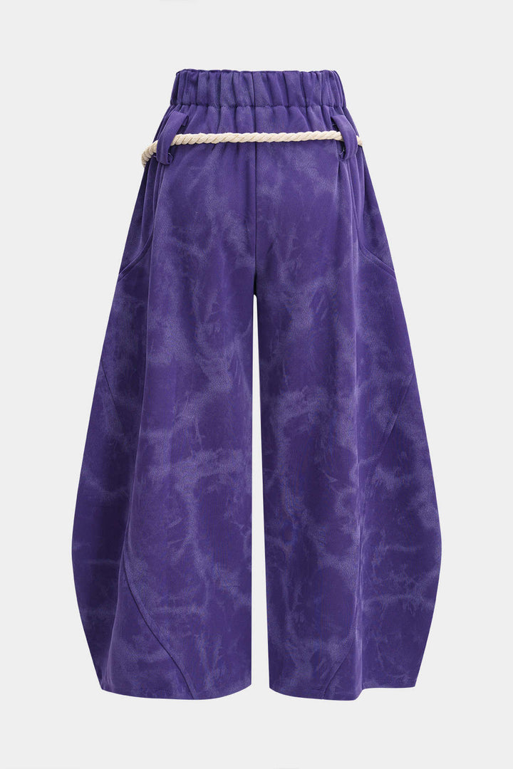 Kalhoty s širokými nohavicemi s mramorovým tie-dye vzorem