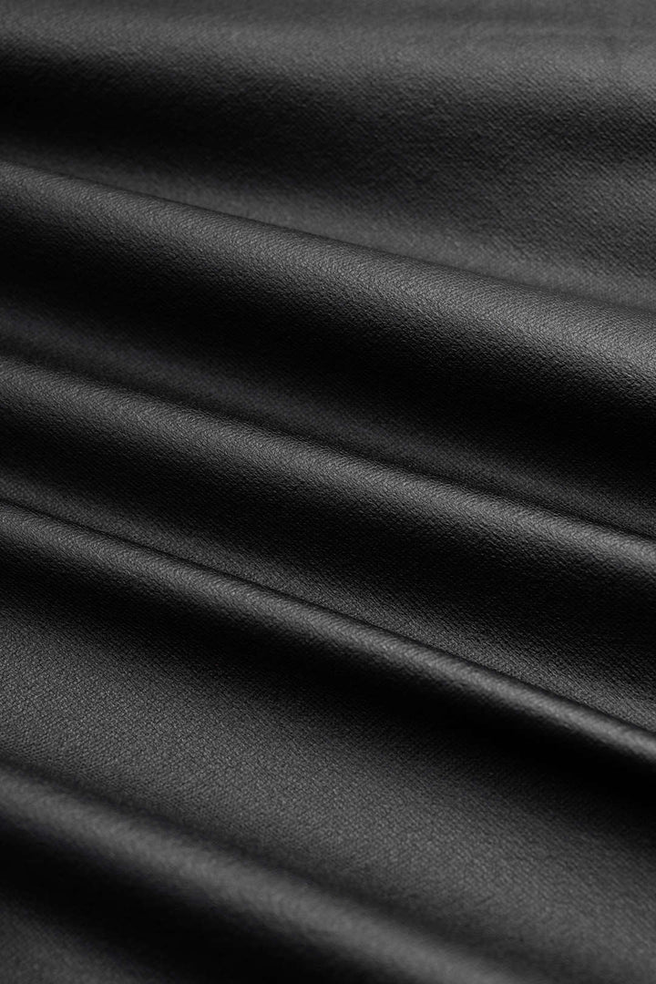 Padded Sukně z Umělé Kůže se Zippem a Rozděleným Designem