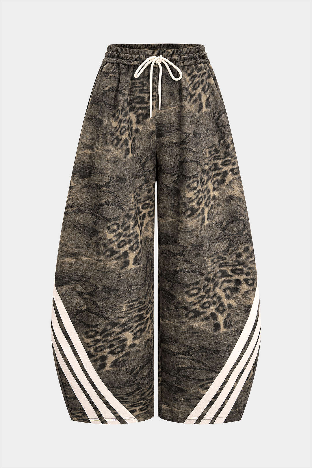 Široké semišové kalhoty s leopardím vzorem