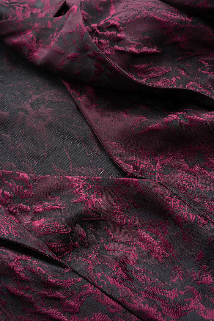 Tělo s dlouhým rukávem a klopou Notch a květinovým designem Jacquard