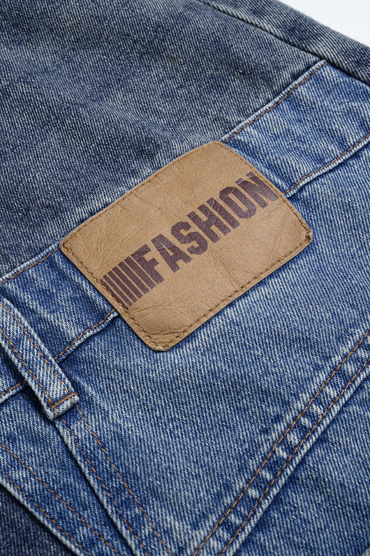 Džíny z denimu s mozaikovým designem