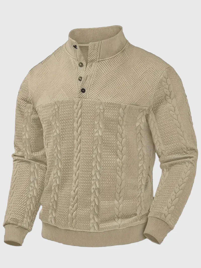 Dawson - Svetr s dlouhým rukávem Henley s pruhy