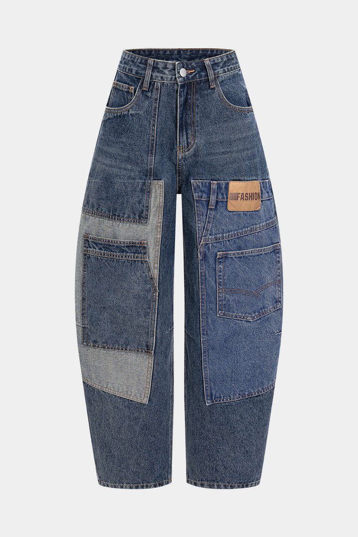 Džíny z denimu s mozaikovým designem