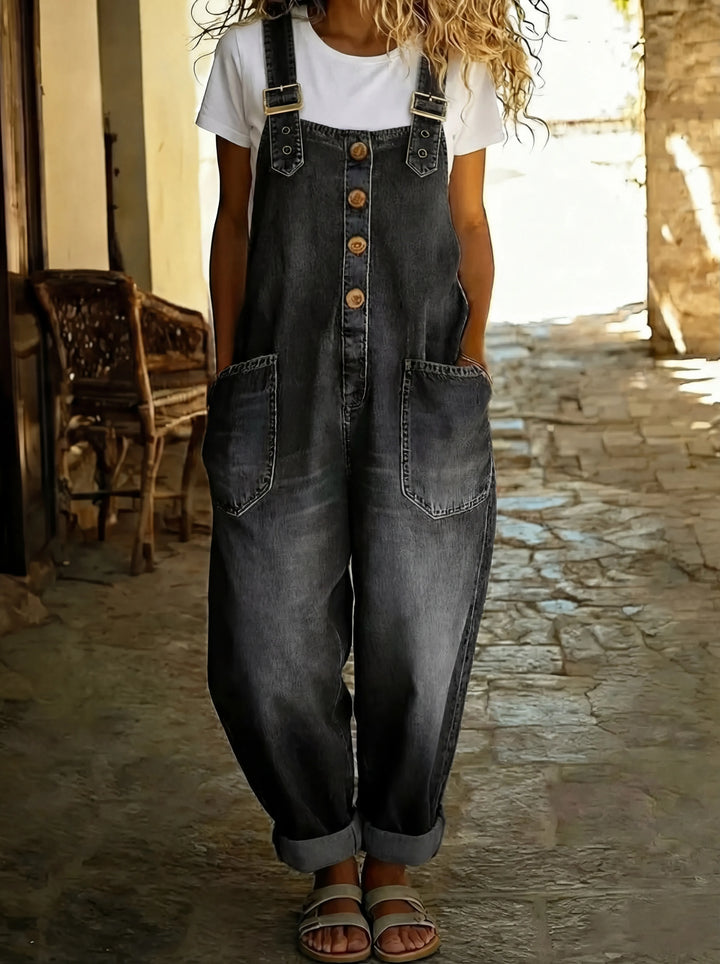 Hanna™ - Casual denim overall s nastavitelnou sponou