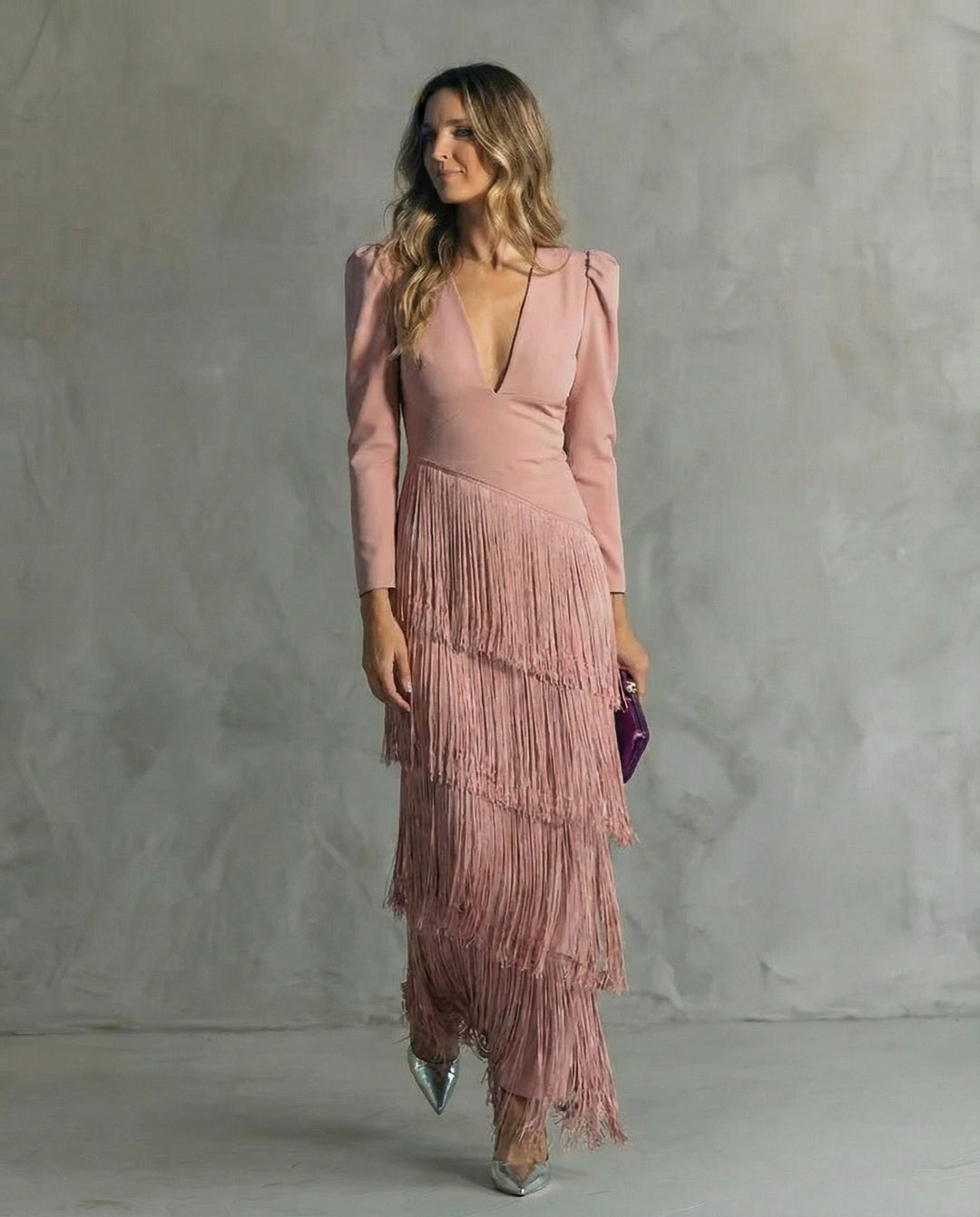 Tereza – Elegantní midi šaty s třásňovými detaily