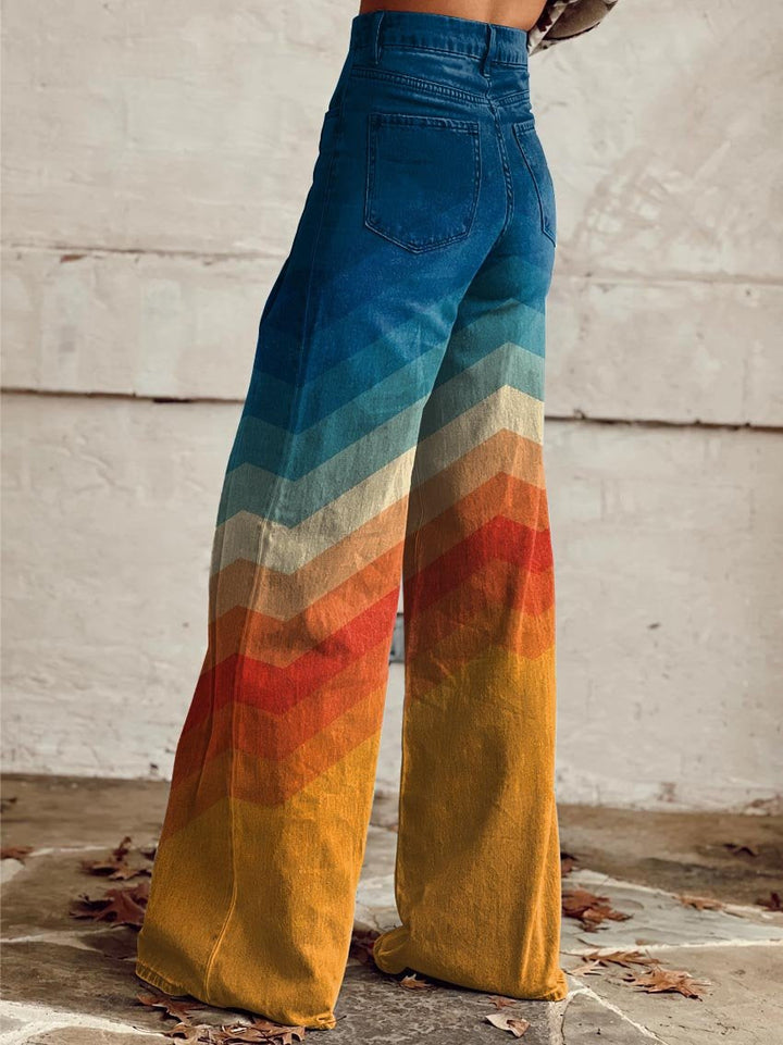 Léa - Elegantní Retro Zigzag Kalhoty