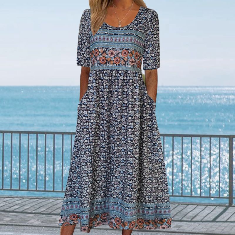 Petra | Dámská elegantní šaty s boho potiskem