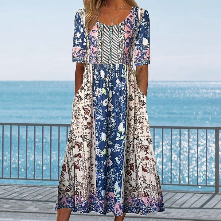 Petra | Dámská elegantní šaty s boho potiskem