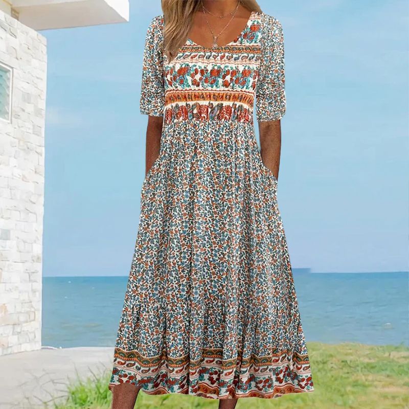 Petra | Dámská elegantní šaty s boho potiskem