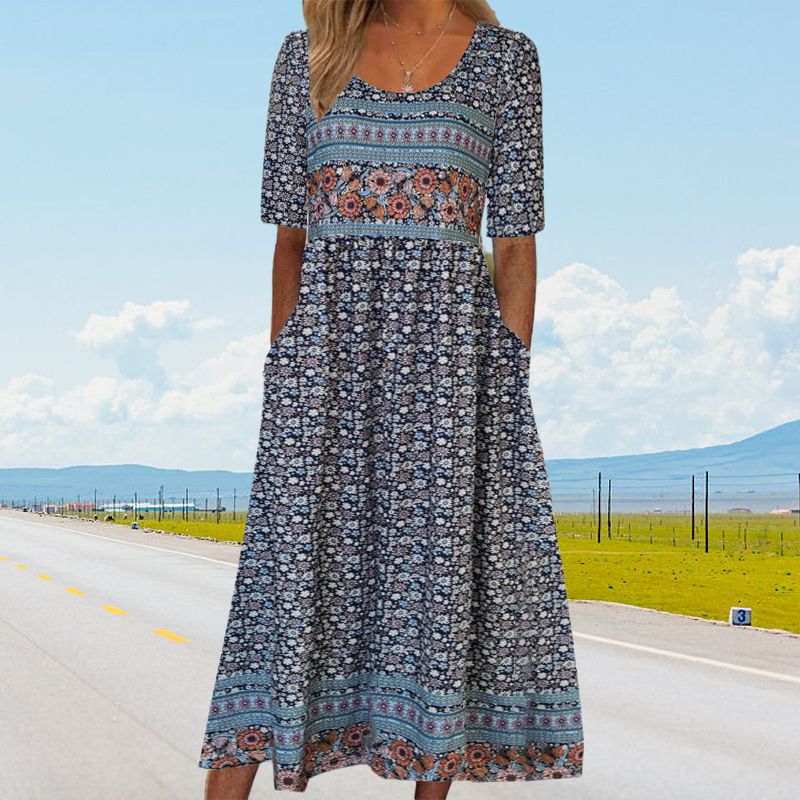 Petra | Dámská elegantní šaty s boho potiskem