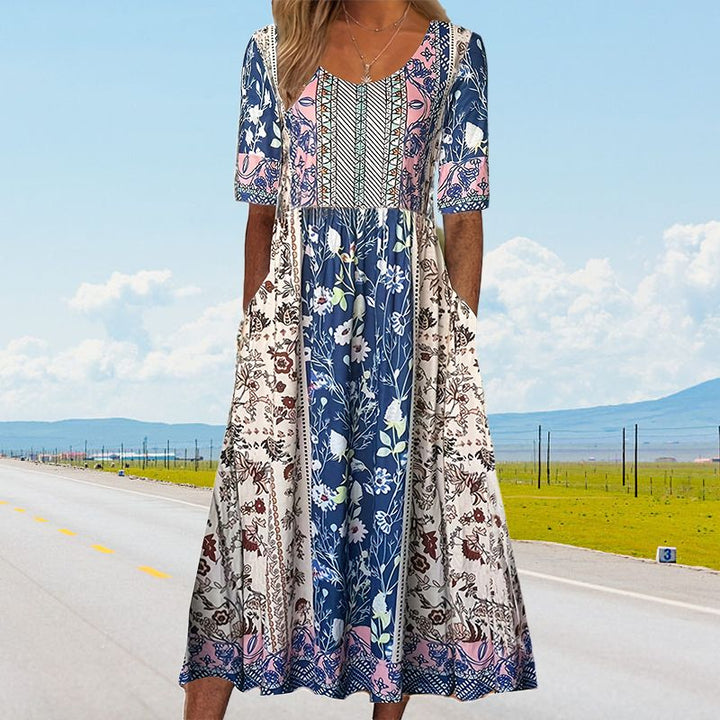 Petra | Dámská elegantní šaty s boho potiskem