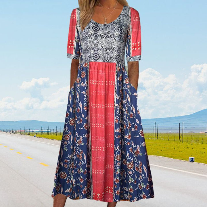 Petra | Dámská elegantní šaty s boho potiskem